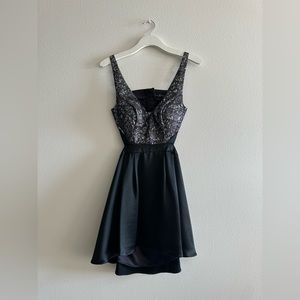 Guess by Marciano Open Back Mini Dress in Black & Silver 0